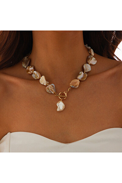 Choice White IngeSight.Z Elegant Baroque Imitation Pearl Pendant Choker Necklace Women Trendy OT Buckle Bea