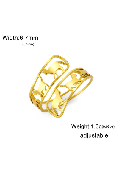 Choice حلقة مفتوحة من الفولاذ المقاوم للصدأ بلون ذهبي قابلة للتغيير، حلقة قابلة للتعديل من الفولاذ المقاوم للصدأ