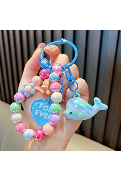 Choice Blue Acrylic plating small dolphin key chain pendant small fresh color...