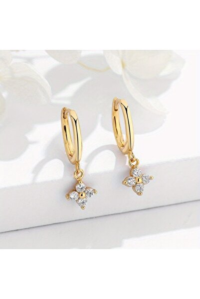 Choice أقراط نسائية ذهبية على شكل زهرة البرسيم ذات الأربع أوراق بتصميم أوروبي...