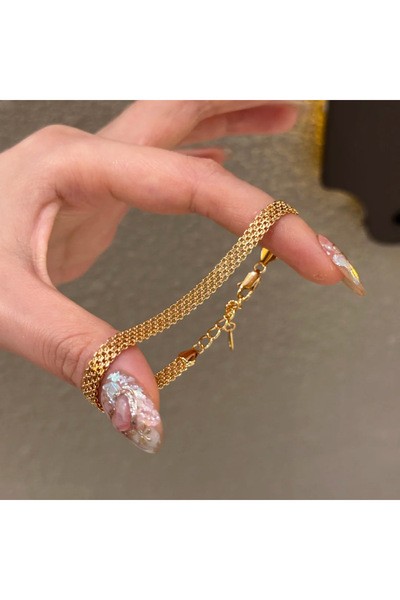 Choice سوار ساعة من الفولاذ المقاوم للصدأ باللون الذهبي من Yupsk سوار منسوج ع...