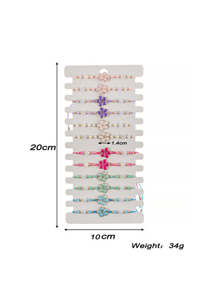 Choice مجموعة أساور نسائية مكونة من 12 قطعة، مزينة بخرزات زهور ملونة مصنوعة م...