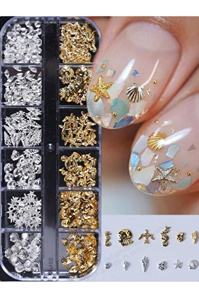 Choice PH255 1 صندوق 3D Sea-Theme Alloy Nail Art Charms 12 Styles Shell, Seah...