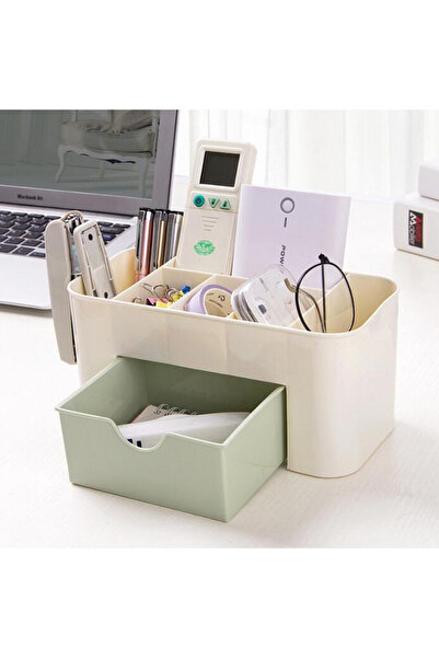 Choice صندوق تخزين أظافر أخضر مع حاوية لتخزين أعواد القطن، ملحقات صندوق تخزين أدوات تنظيف سطح المكتب متعددة الاستخدامات