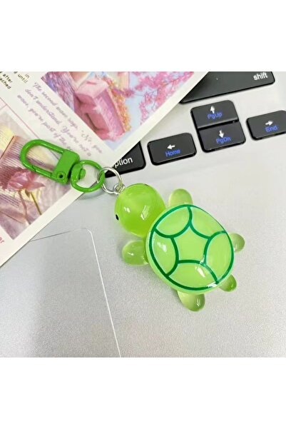 Choice سلسلة مفاتيح على شكل سلحفاة خضراء لطيفة تتوهج في الظلام للنساء والفتيات على شكل حقيبة ظهر قلادة سلحفاة ملونة