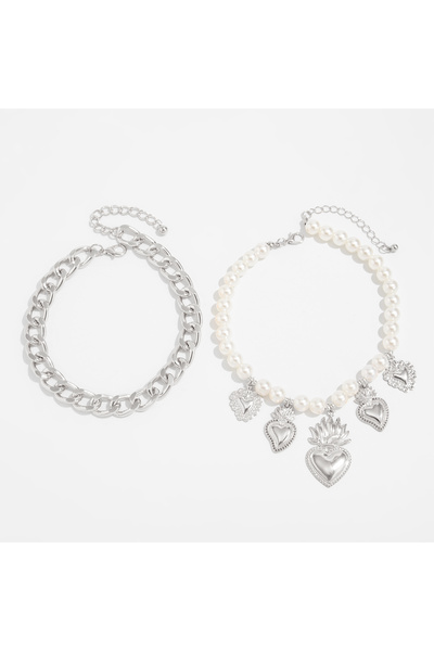 Choice Silver Color Ingemark Boho Love Heart Pendant Beach Foot Anklet for Wo...