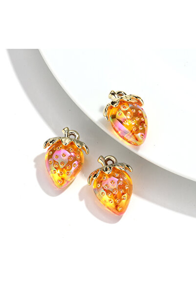 Choice 10 قطع من المعلقات الأكريليكية الشفافة على شكل فراولة برتقالية شفافة م...
