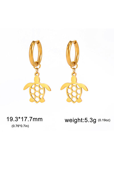 Choice أقراط سلحفاة - أقراط دائرية لطيفة على شكل سلحفاة مجوفة من الفولاذ المق...