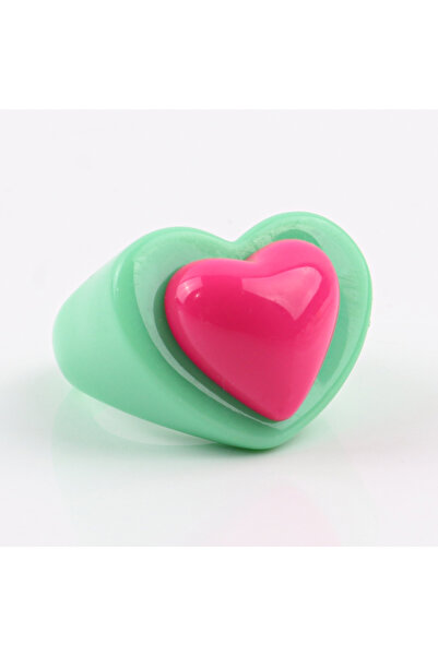 Choice 9 خواتم كورية كبيرة من الأكريليك باللونين الأحمر والأخضر على شكل قلب حلو للنساء والفتيات بألوان الحلوى العصرية من الراتنج السميك R