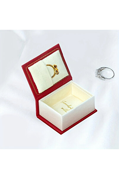 Choice صندوق مجوهرات أحمر قطعة واحدة على شكل كتاب، صندوق خاتم قابل للطي، صندو...