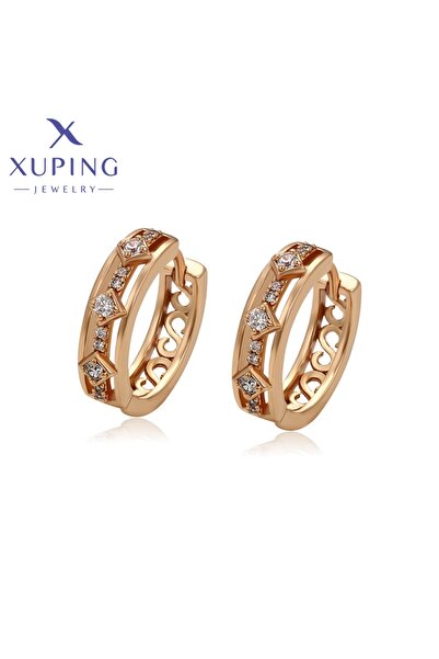 Choice أقراط دائرية أنيقة باللون الذهبي الأبيض من مجوهرات Xuping وصلت حديثًا