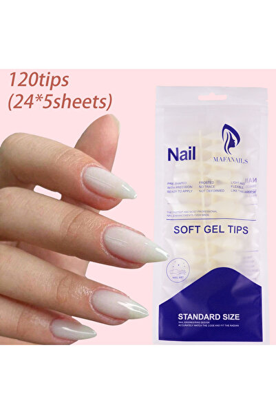 Choice 120 قطعة - لوز أبيض 120 قطعة أظافر صناعية لامعة بيضاء اللون بتغطية كام...