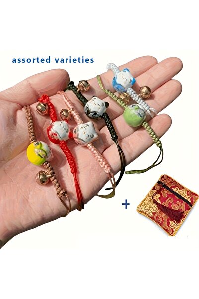 Choice 6 pieces 6-piece set of cat lucky charm bracelet; cute lucky cat ceram...