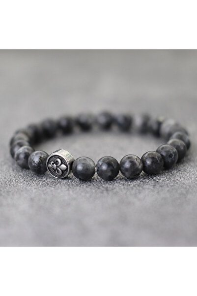 Choice سوار من الحجر الطبيعي بتصميم بسيط من بلاك فلاش ستون للرجال مصنوع من ال...