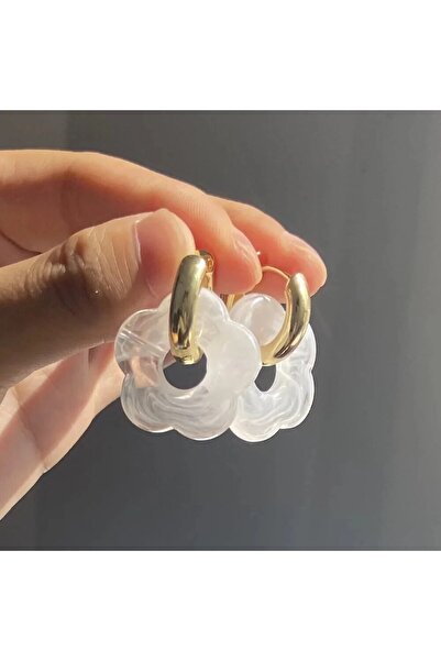 Choice AEH60301A أقراط دائرية نسائية على شكل زهرة من الراتنج الأصفر الشفاف با...