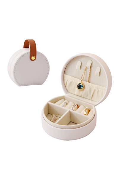 Choice صندوق تخزين مجوهرات نصف دائري أبيض، قطعة واحدة