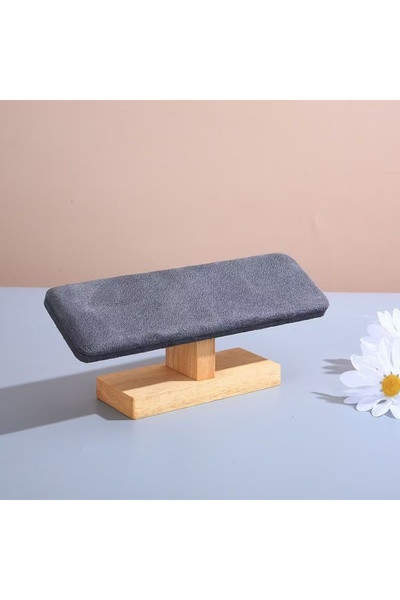 Choice Velvet Grey 1pc Wooden Base T-Shaped PU Leather / Velvet Bracelet Disp...