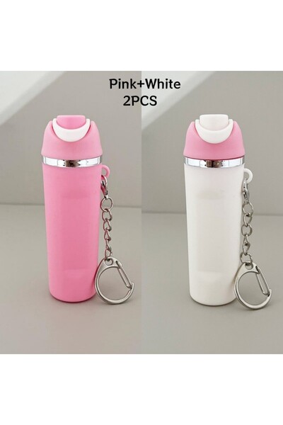 Choice Pink-White-2PCS Mini Water Bottle Keychain ， Cute Cup Mini Tumbler Key...