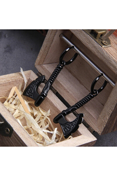 Choice أقراط متدلية بتصميم فأس الفايكنج الأسود من مجموعة S1-2pcs من مجوهرات ا...