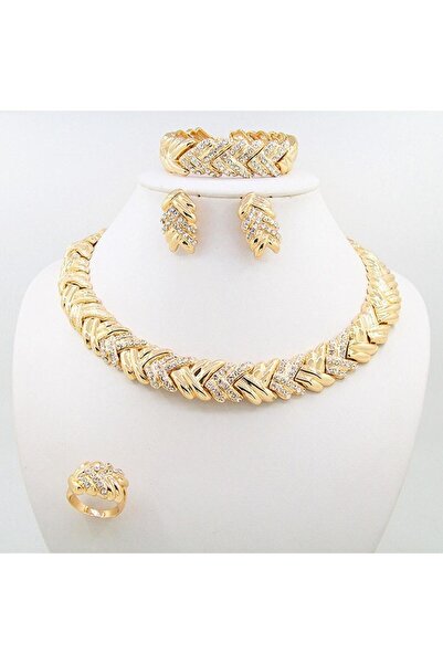 Choice طقم مجوهرات كريستالي أنيق للنساء مطلي بالذهب عيار 18 قيراطًا من 8 قطع ...