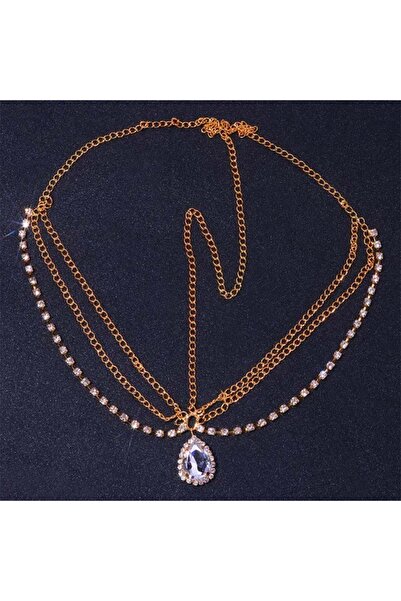 STONEFANS سلسلة شعر ذهبية على شكل قطرة ماء وسلسلة جبين للنساء من مجوهرات الزف...