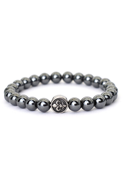 Choice سوار من حجر الهيماتيت الطبيعي بتصميم بسيط للرجال مصنوع من الفولاذ المق...