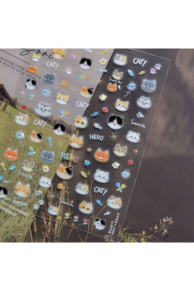 NAILFYOU TO5172 Adorable Cat Head Elements Flowers Strawberry Balloons Butter...