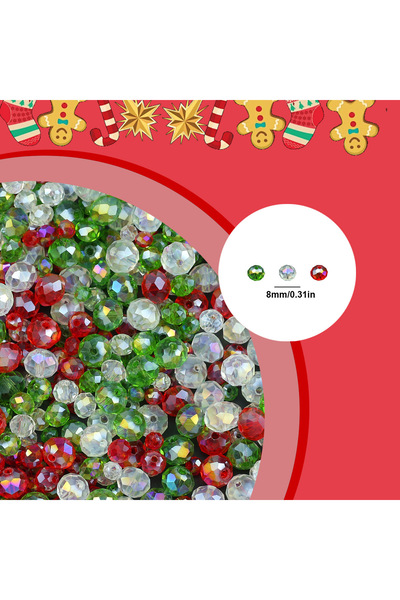 choice2 8 مم 100 قطعة من خرزات زجاجية متعددة الألوان لعيد الميلاد الأحمر والأ...