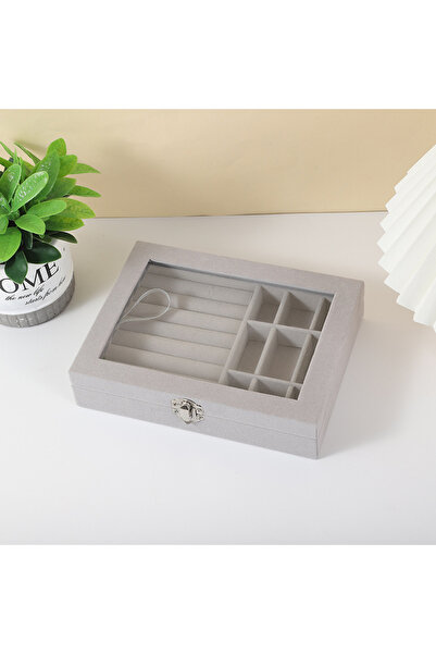 Choice GRAY Jewelry Storage Box Earring Ring Necklace Organizers Storage Tran...