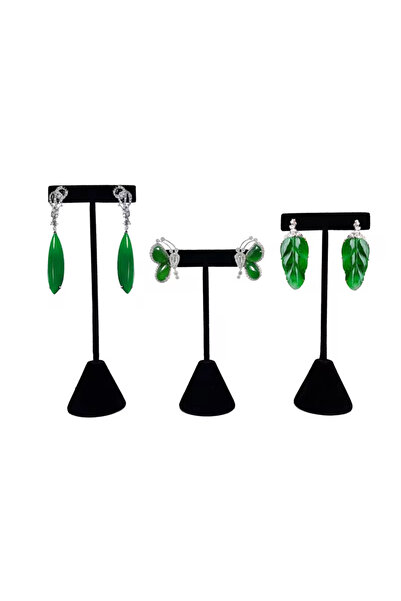 Choice مجموعة سوداء من الأقراط المخملية أو الجلدية الراقية، رفوف عرض وتخزين ا...