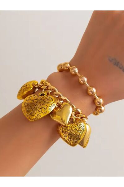 Choice X00E1JS05574 Ingemark 2Pcs/Set Vintage Printed Heart Pendant Bracelet ...