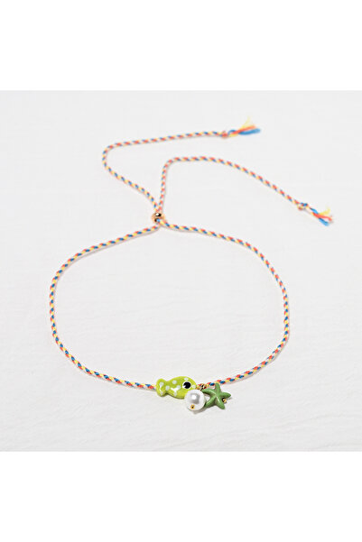 Choice قلادة نسائية على شكل سمكة بوهيمية خزفية ملونة سماوية اللون قابلة للتعد...