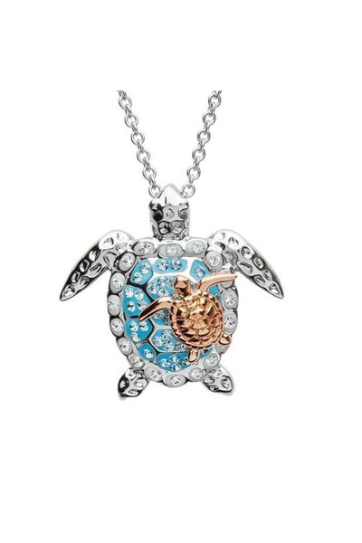 Choice قلادة نسائية عتيقة من الذهب الأصفر الفاتح بتصميم سلحفاة شاطئية عرقية ع...