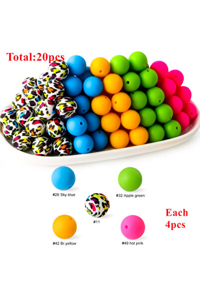 Choice La24-05 20 قطعة/مجموعة 15 مم من خرز السيليكون المستدير مجموعات خرز مطب...