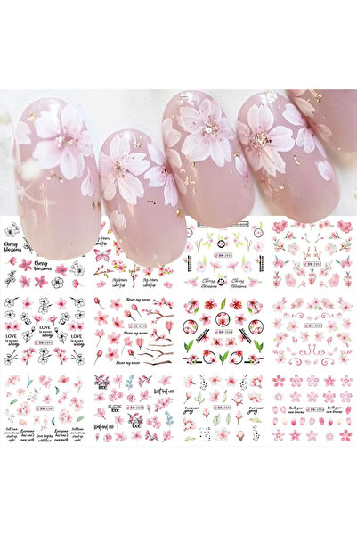 Choice ملصقات أظافر مائية بتصميم زهرة ساكورا BN2545-2556، 12 تصميمًا، زهر الك...