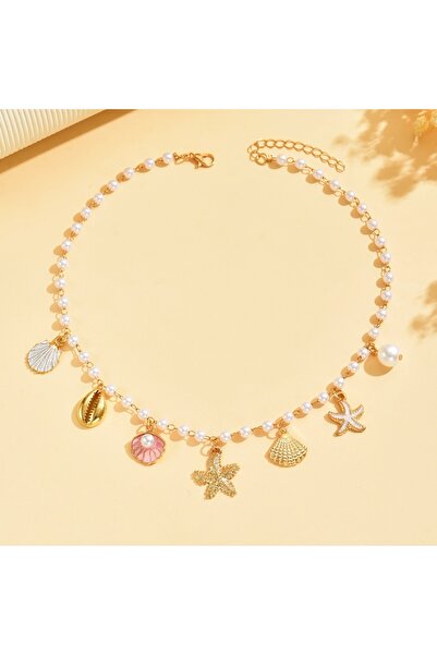 Choice YB4429-1 قلادة نسائية بوهيمية ذهبية اللون على شكل نجمة البحر والصدفة م...