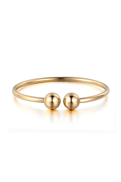 Choice B18027G Lokaer Stainless Steel Double Ball Open Cuff Bracelets & Bangl...