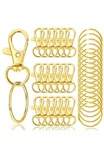 Choice 15 مجموعة من مشابك دوارة على شكل مخلب سرطان البحر باللون الذهبي، بأحجام 15/25/40/60 مجموعة، مع حلقات مفاتيح وخطافات تثبيت.