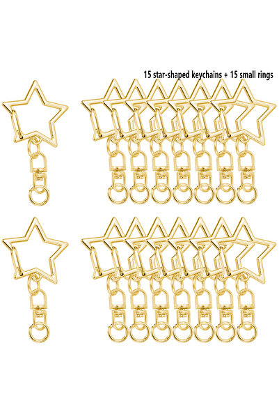 Choice 30PCS gold color 30 Star-shaped Spring Clip Keychain Holders, 15 Keych...