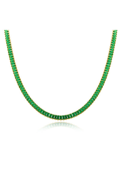 Choice قلادة نسائية فاخرة باللون الأخضر من الزركونيا المكعبة باللون الذهبي وا...