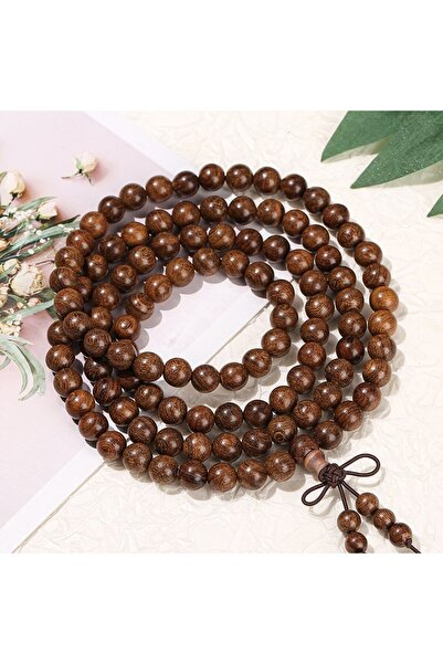 Choice خرز تقريبًا 8 مم من خشب الصندل الذهبي الطبيعي من JD أساور بوذا البوذية للنساء والرجال 108 خشب