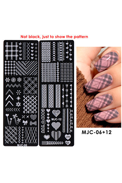 Choice MJC-06 قالب فن الأظافر الشبكي للسترة الشتوية، 12 قطعة، على شكل قلب رقا...