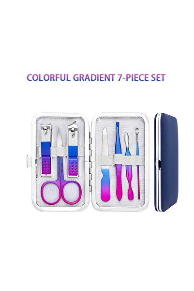 Choice3 مجموعة مانيكير وقص أظافر من 7 قطع ملونة من الفولاذ المقاوم للصدأ مكون...