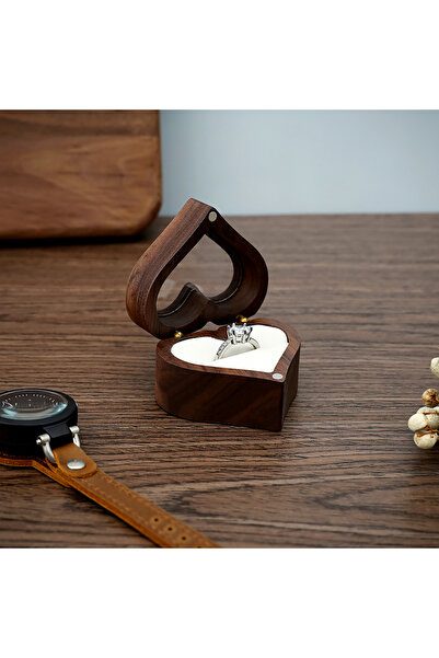 Choice صندوق خاتم الحب الخشبي الأبيض المنفرد لتخزين وتغليف المجوهرات وهدايا ذكرى الزواج وعيد الحب