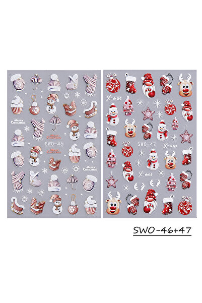 Choice ملصقات أظافر SWO-46 47 2/3 قطع من ملصقات أظافر عيد الميلاد المنقوشة عل...