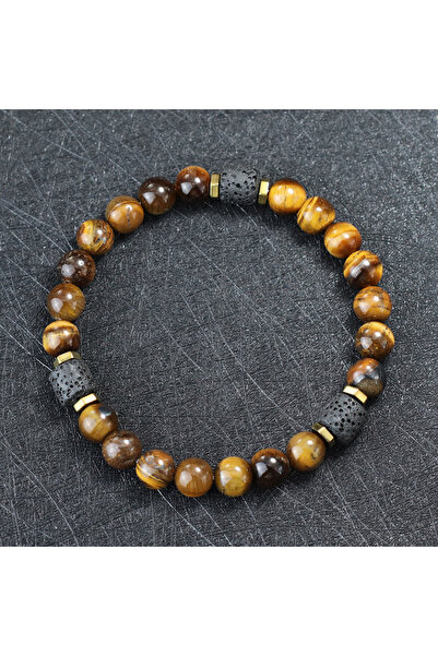 Choice سوار رجالي من الحجر الطبيعي الفريد من نوعه من TigerEyes بطول 20 سم و7....