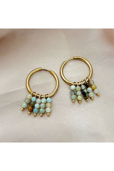 Choice stone Natural stone earrings Circle Hoop Earrings For Women Exaggerate...