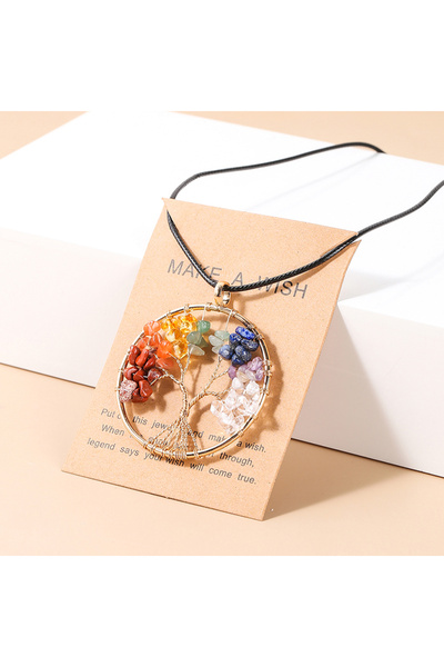 Choice 45cm plus 5cm Model 1 JD Natural Crystal Chip 7 Chakras Tree Of Life P...