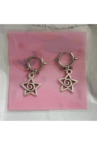 Choice أقراط WA0808-1 فضية اللون بتصميم نجمة خماسية مخصصة Y2k للنساء، مناسبة ...