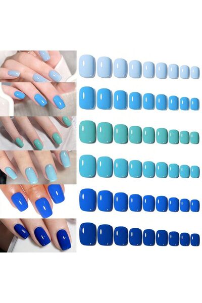 Choice مجموعة أظافر اصطناعية قصيرة مربعة باللون البيج، مكونة من 144 قطعة، بال...